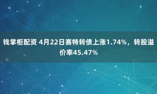 钱掌柜配资 4月22日赛特转债上涨1.74%，转股溢价率45.47%